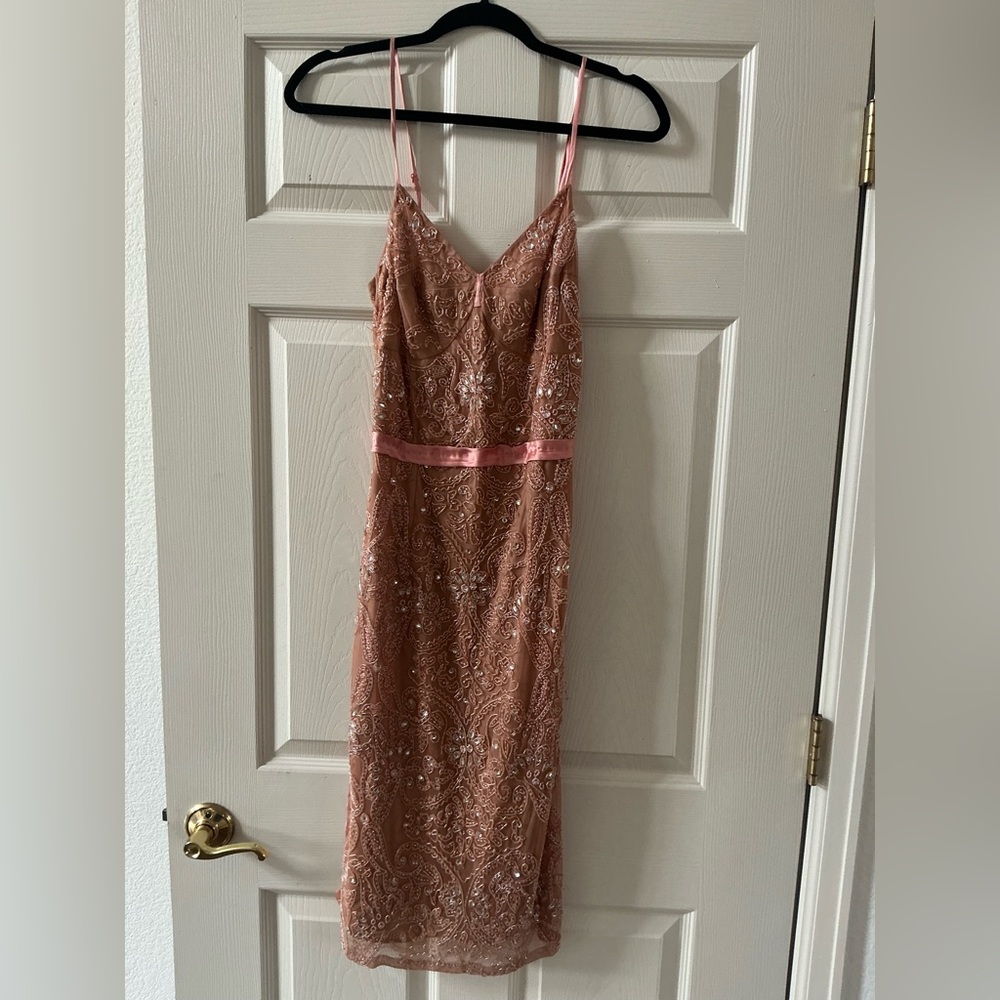 Tracy Reese deep orange Embroidered Midi Dress